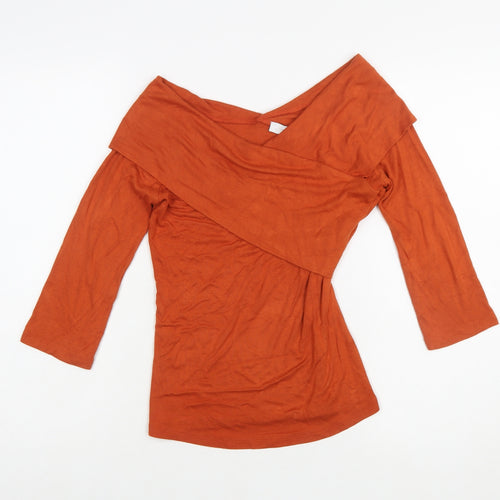 Jasper Conran Womens Orange Off Shoulder Wrap Top Size 10