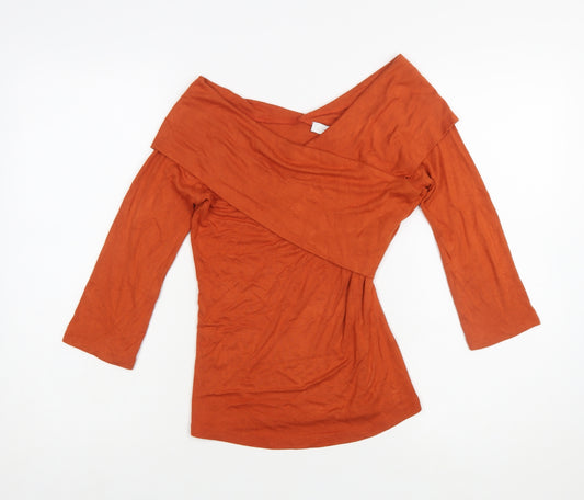 Jasper Conran Womens Orange Off Shoulder Wrap Top Size 10