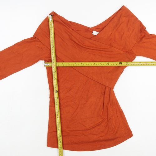 Jasper Conran Womens Orange Off Shoulder Wrap Top Size 10