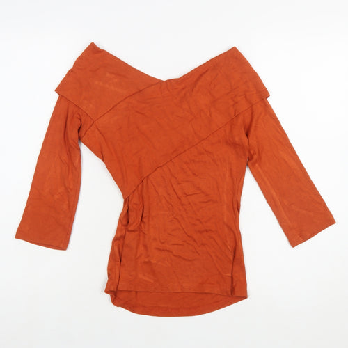 Jasper Conran Womens Orange Off Shoulder Wrap Top Size 10