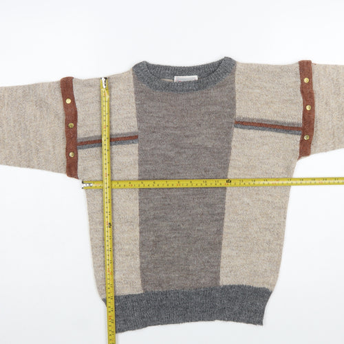 Viz-à-Viz Women Beige Wool Blend Geometric Pullover Jumper S