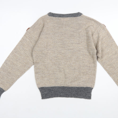 Viz-à-Viz Women Beige Wool Blend Geometric Pullover Jumper S