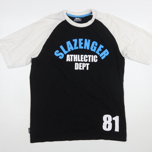 Slazenger Men's Black & White Athletic Dept Logo T-Shirt Size L