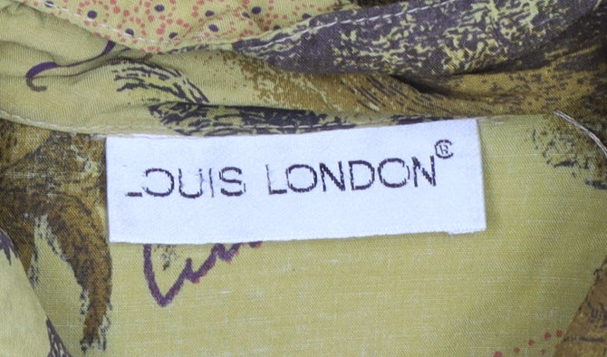 Louis London Womens Yellow Floral Button-Up Viscose Shirt Size 10
