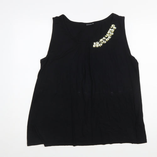 Bodyflirt Women’s Black Beaded Sleeveless Jersey Tank Top Size 16