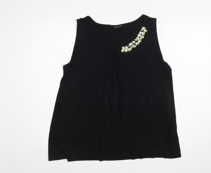 Bodyflirt Women’s Black Beaded Sleeveless Jersey Tank Top Size 16