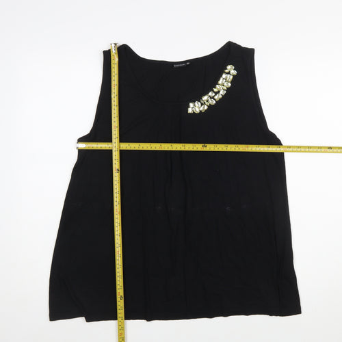 Bodyflirt Women’s Black Beaded Sleeveless Jersey Tank Top Size 16