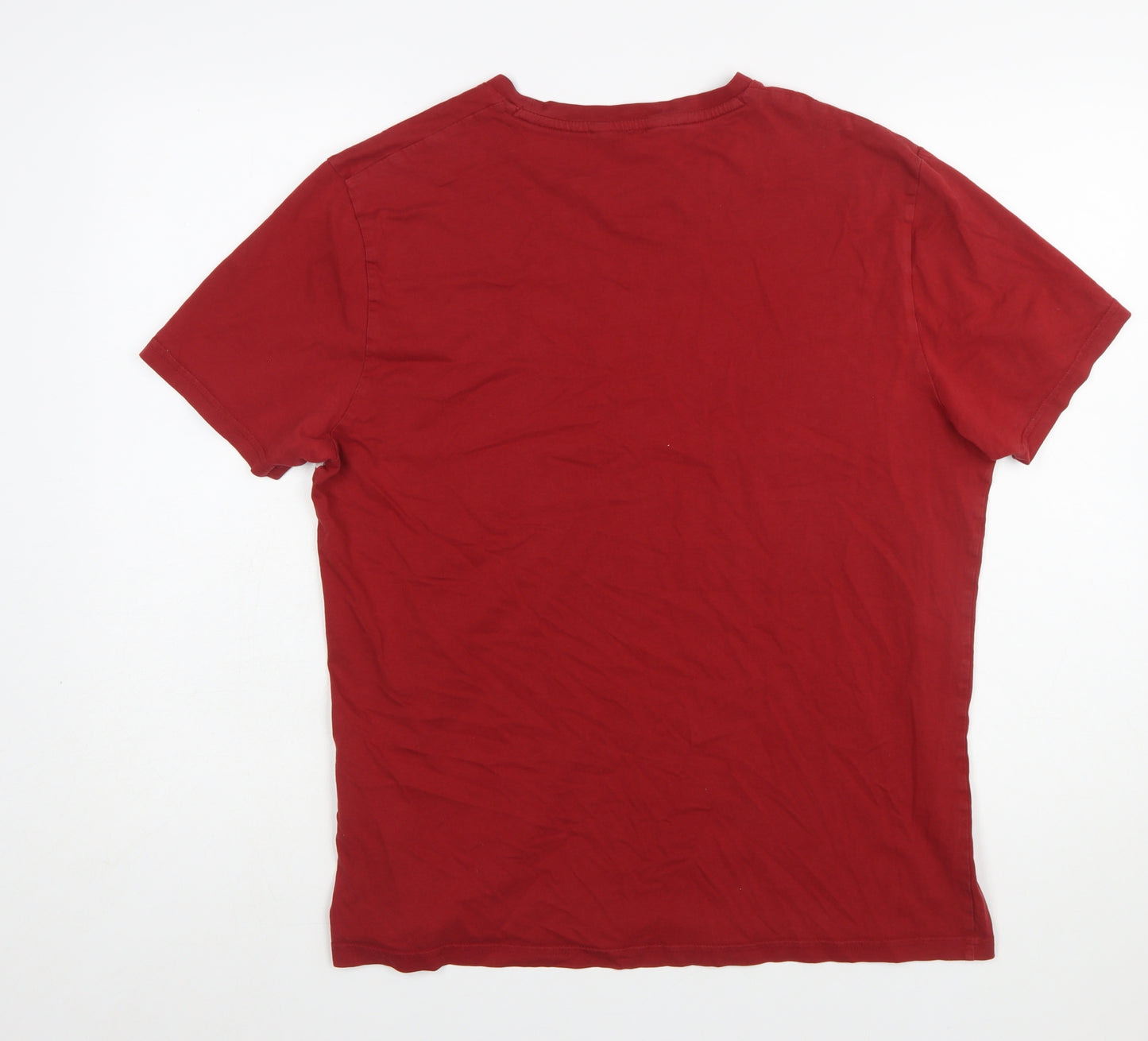 Ben Sherman Men's Red Colourblock Logo T-Shirt Size L