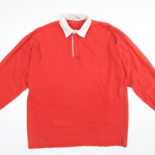 Front Row Men’s Red Long Sleeve Rugby Polo Shirt 3XL Cotton
