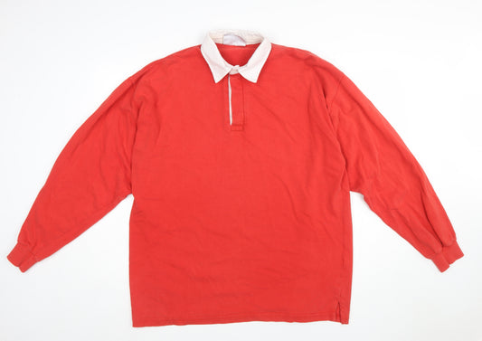 Front Row Men’s Red Long Sleeve Rugby Polo Shirt 3XL Cotton