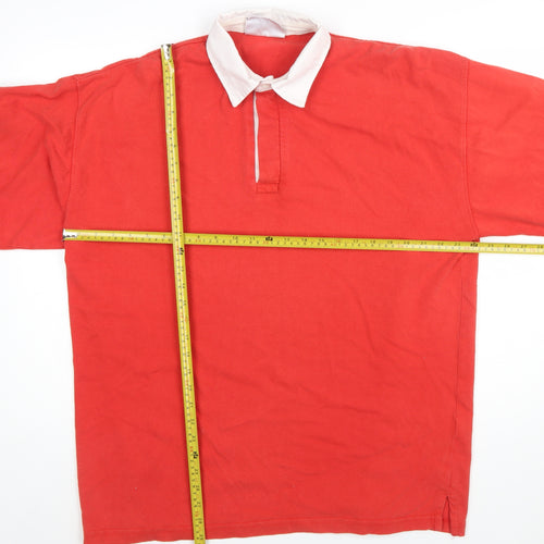 Front Row Men’s Red Long Sleeve Rugby Polo Shirt 3XL Cotton