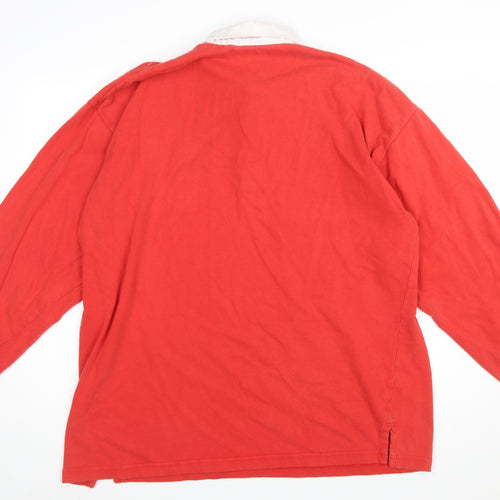 Front Row Men’s Red Long Sleeve Rugby Polo Shirt 3XL Cotton