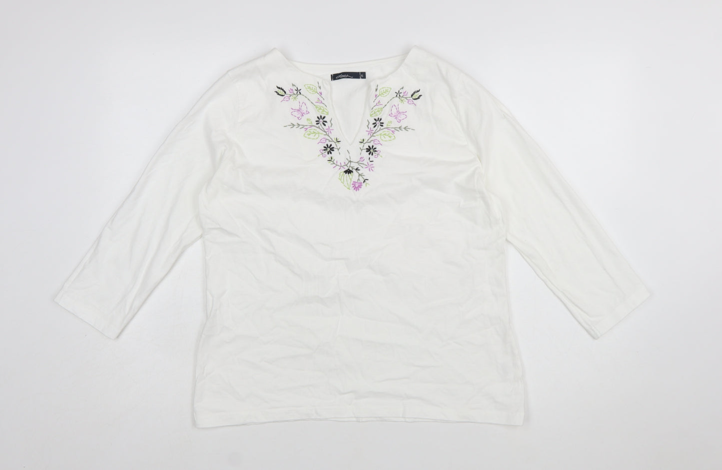 Dash Womens White Embroidered Cotton Tunic Blouse UK 16