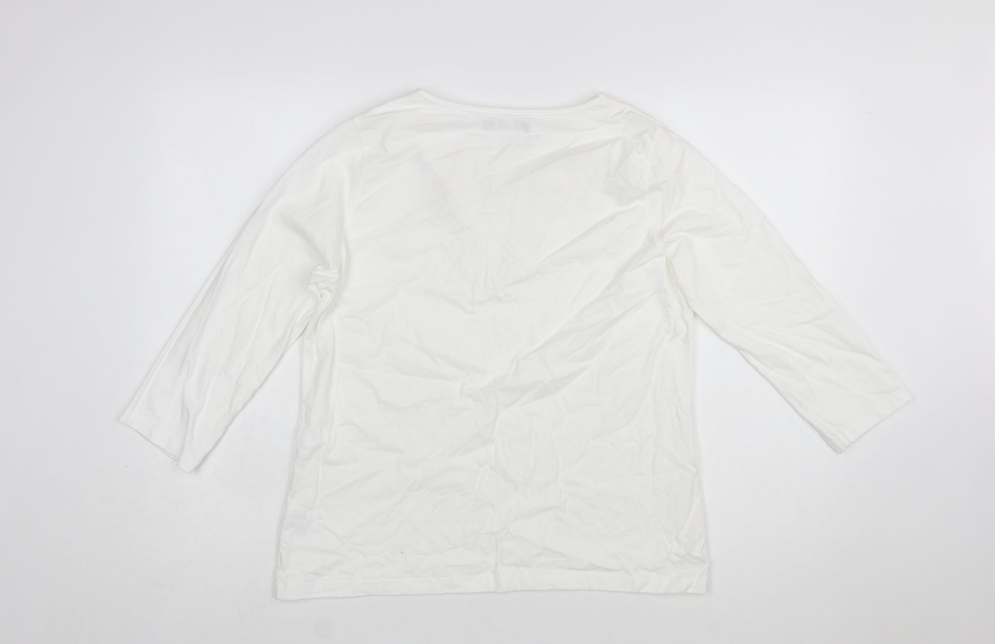 Dash Womens White Embroidered Cotton Tunic Blouse UK 16
