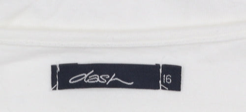 Dash Womens White Embroidered Cotton Tunic Blouse UK 16