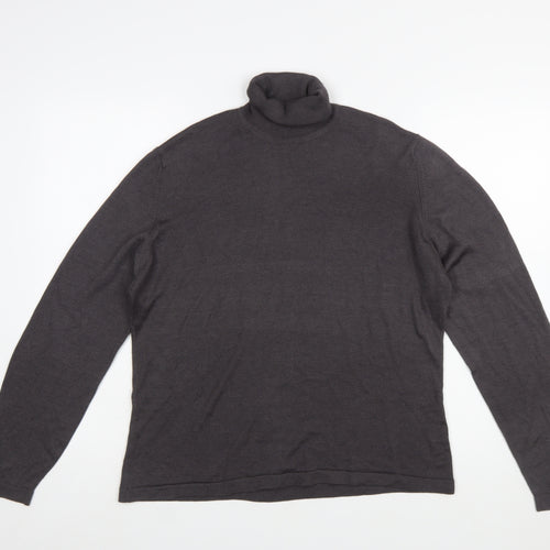 BERK Womens Grey Roll Neck Cashmere Silk Jumper Size 16