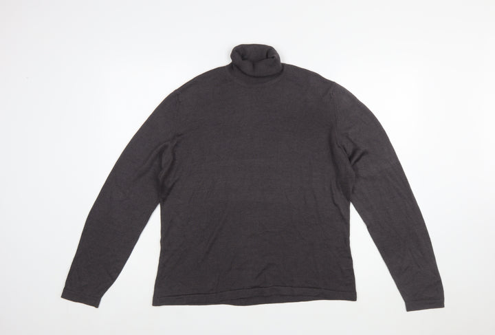 BERK Womens Grey Roll Neck Cashmere Silk Jumper Size 16