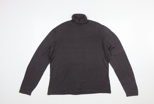 BERK Womens Grey Roll Neck Cashmere Silk Jumper Size 16