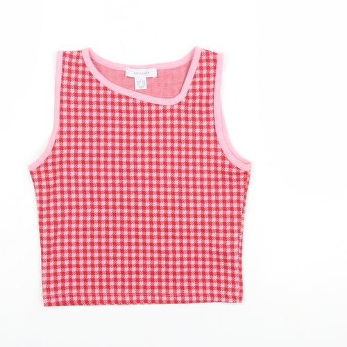 Primark Women's Pink Cropped Check Tank Top Size S