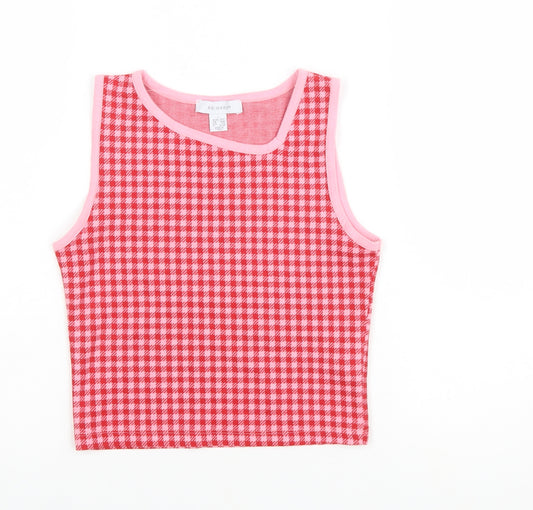 Primark Women's Pink Cropped Check Tank Top Size S