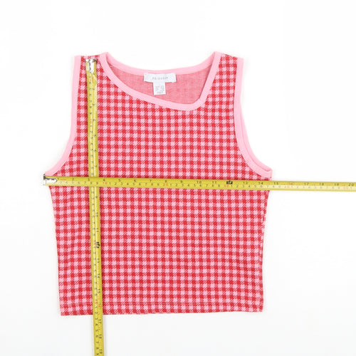 Primark Women's Pink Cropped Check Tank Top Size S