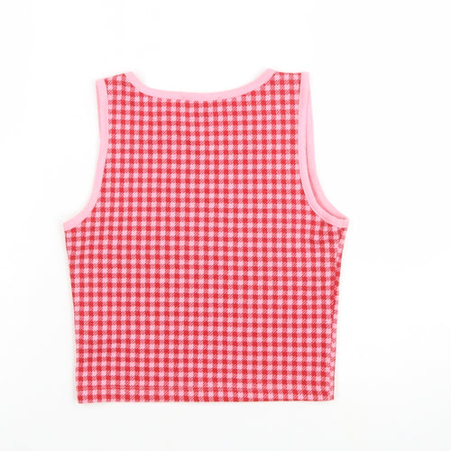 Primark Women's Pink Cropped Check Tank Top Size S