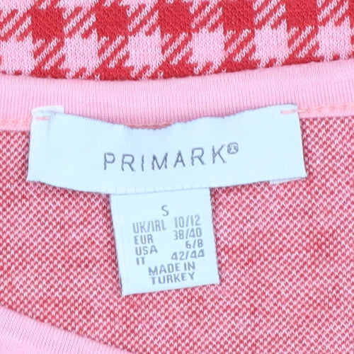 Primark Women's Pink Cropped Check Tank Top Size S
