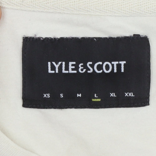 Lyle & Scott Men’s Beige Red Striped Cotton Crew Neck T-Shirt Size L