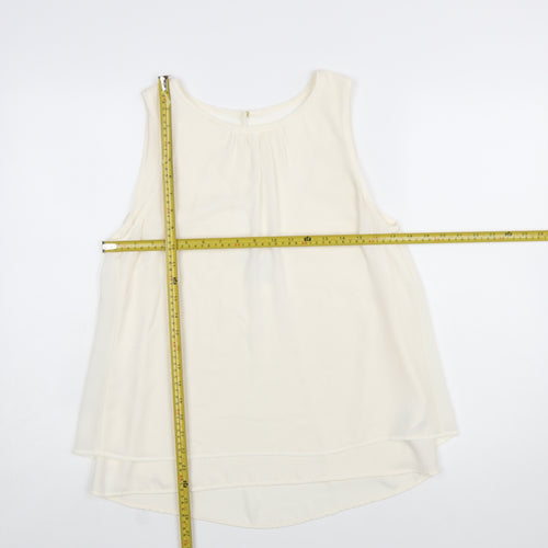 H&M Women Ivory Sleeveless Chiffon Camisole Blouse Size 12