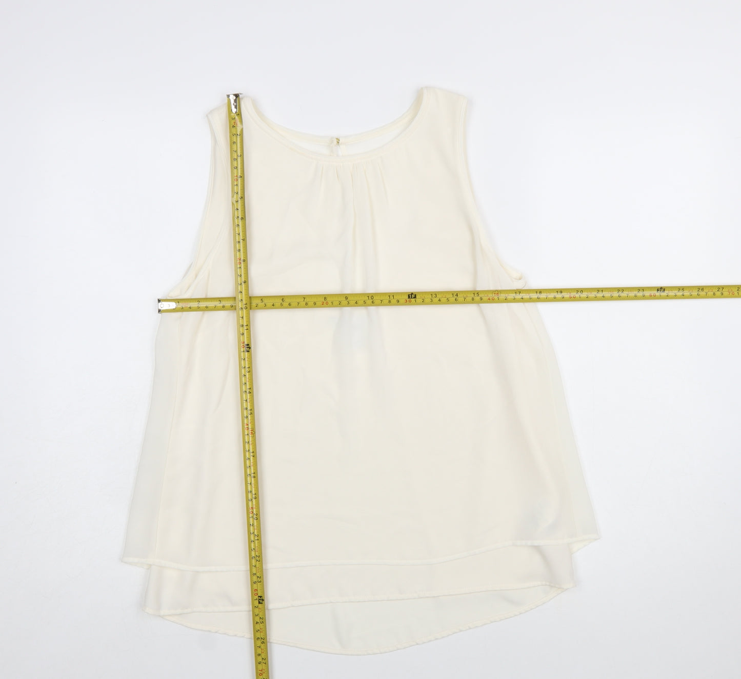 H&M Women Ivory Sleeveless Chiffon Camisole Blouse Size 12
