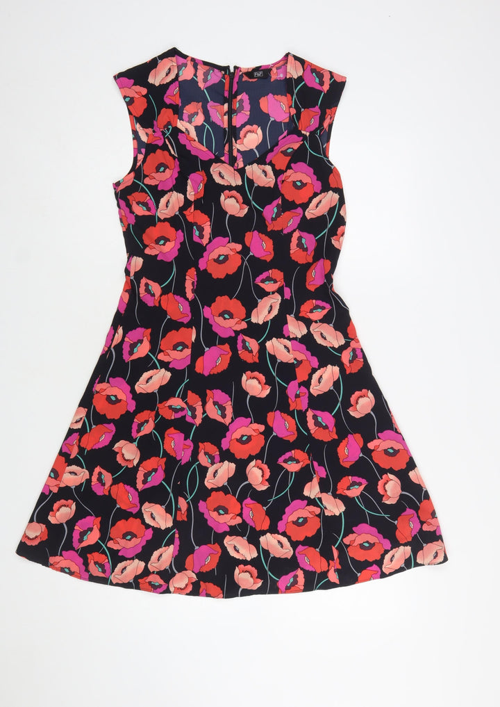 F&F Women’s Multicoloured Floral Sleeveless A-Line Dress Size 6