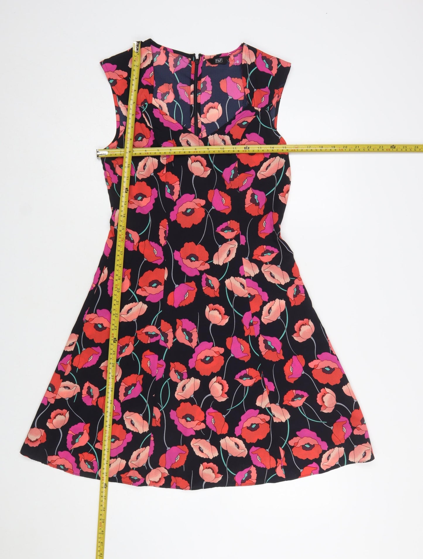 F&F Women’s Multicoloured Floral Sleeveless A-Line Dress Size 6