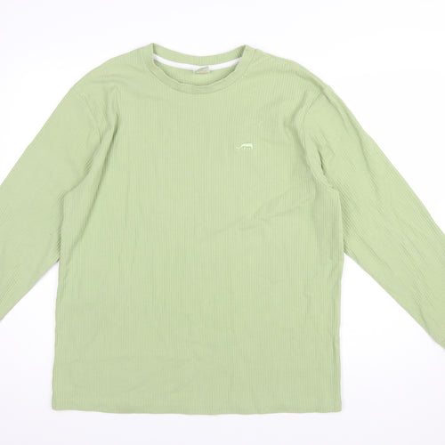 ClayBear Official Women's Green Long Sleeve Cotton T-Shirt Size L