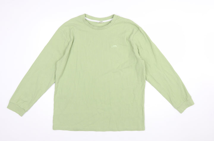 ClayBear Official Women's Green Long Sleeve Cotton T-Shirt Size L