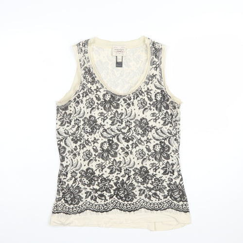 Mango Women’s Ivory Floral Lace Sleeveless Camisole Tank Top Size 14