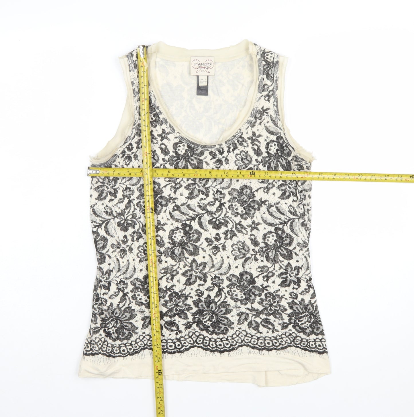 Mango Women’s Ivory Floral Lace Sleeveless Camisole Tank Top Size 14