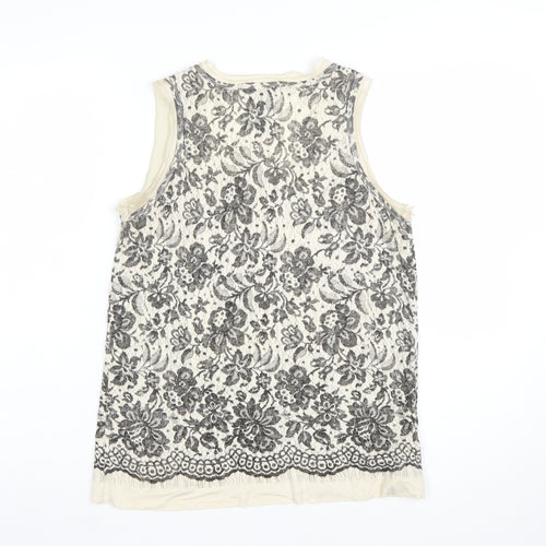 Mango Women’s Ivory Floral Lace Sleeveless Camisole Tank Top Size 14