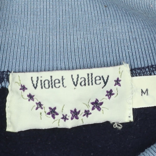 Violet Valley Women's Navy Patchwork Collared Pullover Sweatshirt M
