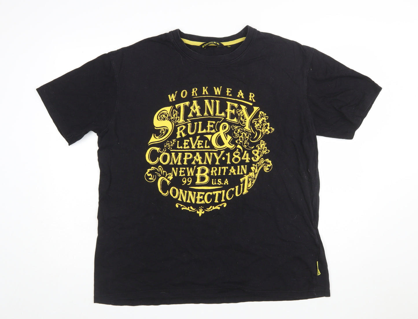 Stanley Workwear Men's Black Crew Neck Cotton Graphic T-Shirt XL