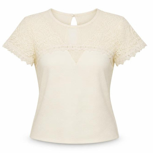 H&M Women’s Ivory Lace Short Sleeve Blouse Size S