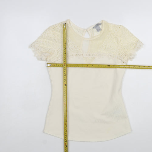 H&M Women’s Ivory Lace Short Sleeve Blouse Size S