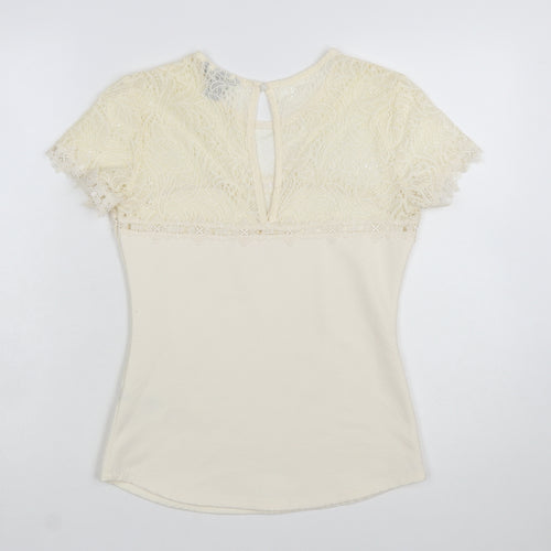 H&M Women’s Ivory Lace Short Sleeve Blouse Size S