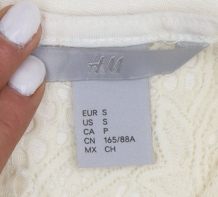 H&M Women’s Ivory Lace Short Sleeve Blouse Size S