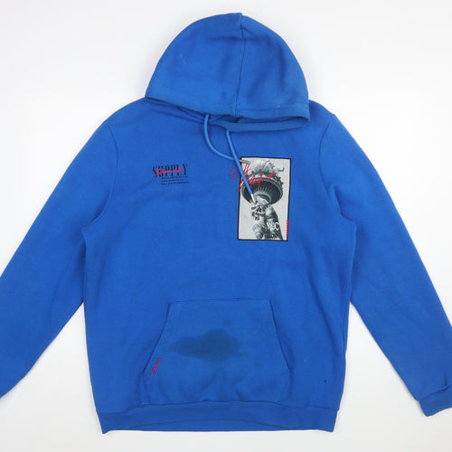 Supply & Demand Men's Blue Pullover Hoodie L Graphic Print NYC Style