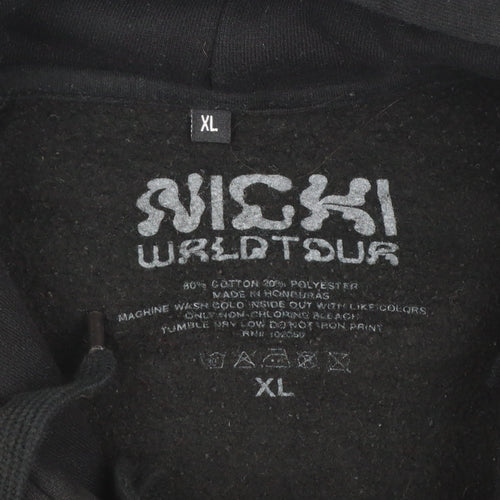 Nicki WRLD Tour Women's Black Pullover Cropped Hoodie XL Graphic Print