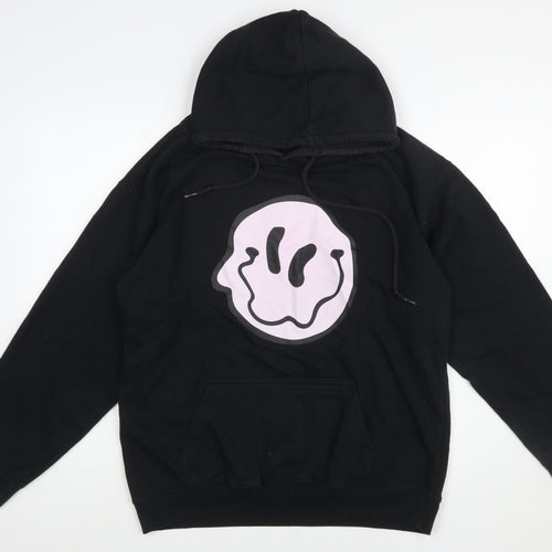 BoohooMAN Men's Black Pullover Hoodie M Graphic Print Fleece