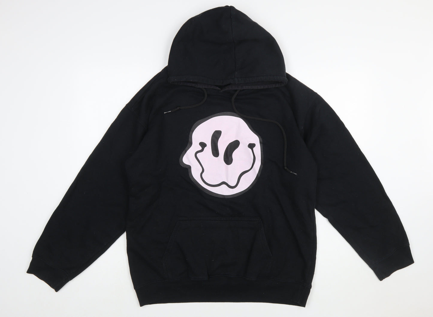 BoohooMAN Men's Black Pullover Hoodie M Graphic Print Fleece