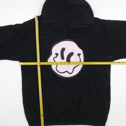 BoohooMAN Men's Black Pullover Hoodie M Graphic Print Fleece