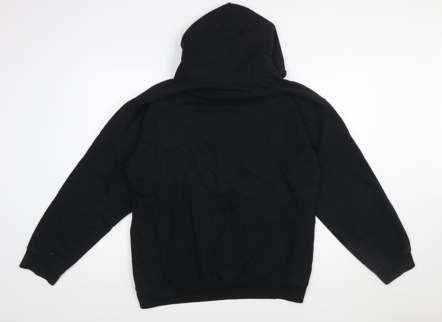 BoohooMAN Men's Black Pullover Hoodie M Graphic Print Fleece