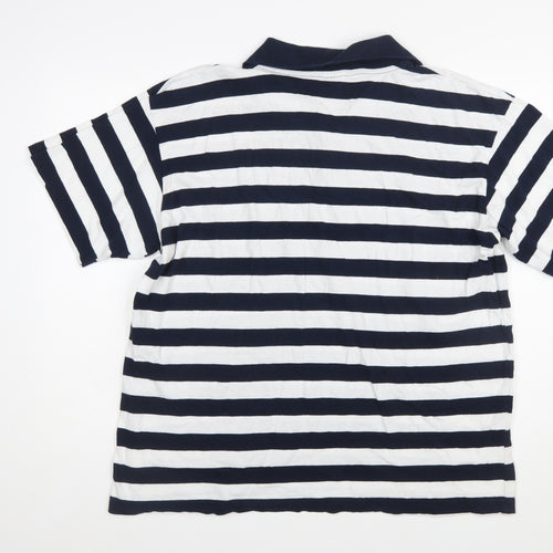 Venice Collection Men's Blue Striped 2XL Cotton Polo Shirt